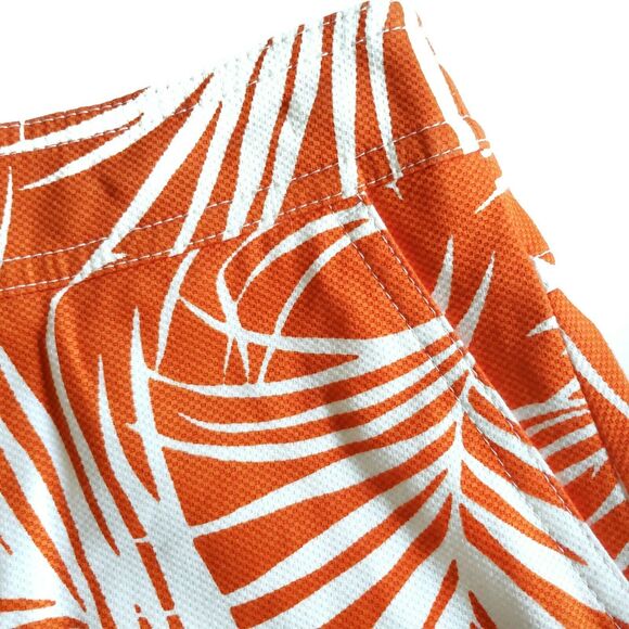 HUGO BOSS Vasara tropical palm leaf print a-line skirt orange white Size 2 NEW - Picture 3 of 8